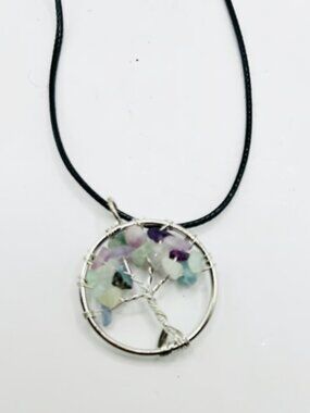 Tree of Life Pendant Necklace Multi Stone Natural Crystal Stones Healing